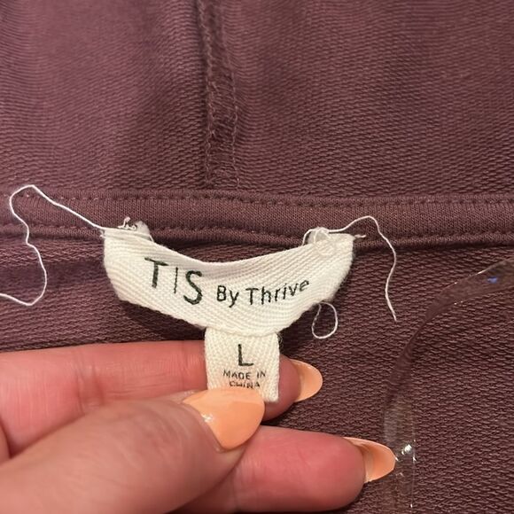 T/S by Thrive women’s purple rayon stretch open hooded flowy cardigan - Picture 2 of 4